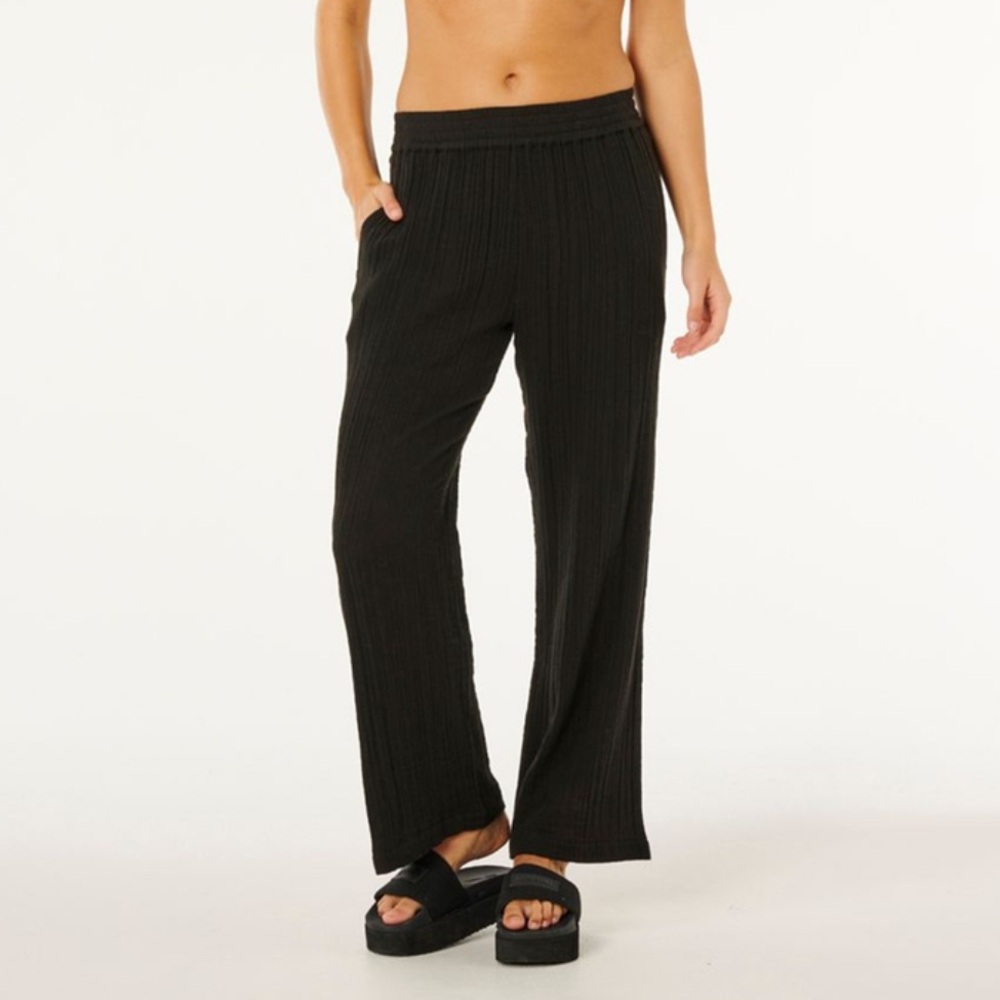 Rip Curl Black Ribbed Flare Pants